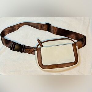 Cluci White and Brown Belt Bag.  New condition.